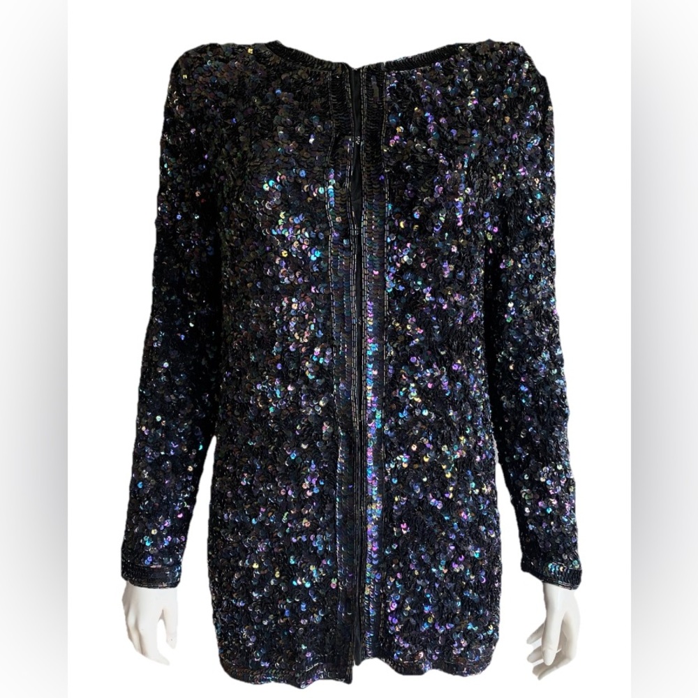 Vintage Mark & John Beaded Sequin Top Jacket 100% Silk SMALL NWT Evening Formal